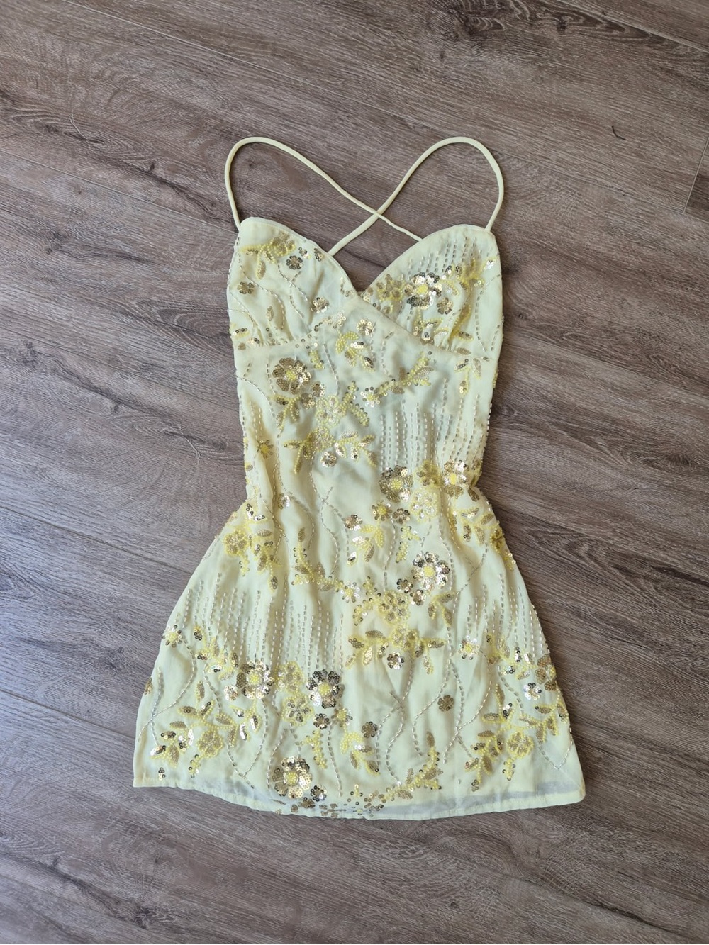 Peppermayo Yellow Vietta Sequin Cami Mini Dress